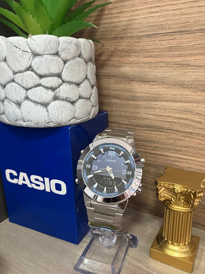 RELOJ CASIO DIGITAL CABALLERO DOBLE HORA AZUL