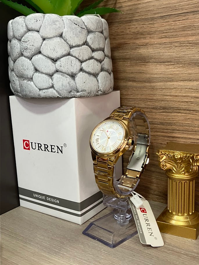 RELOJ CURREN DAMA DORADO ESFERA PLATEADA