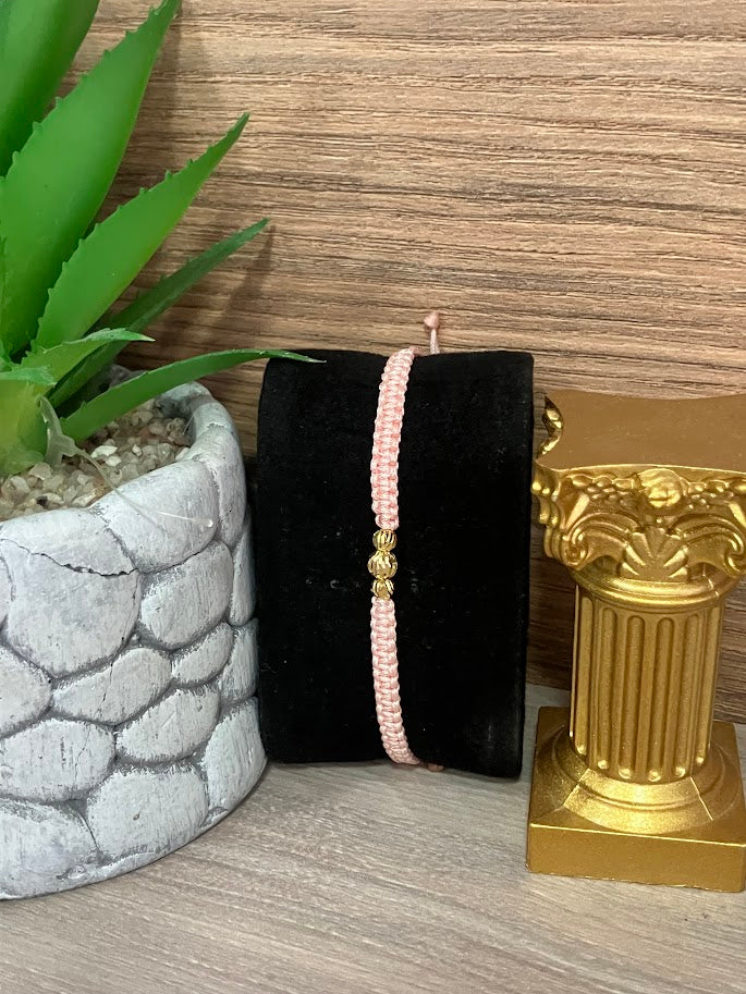 PULSERA ORO LAMINADO ROSADA X3