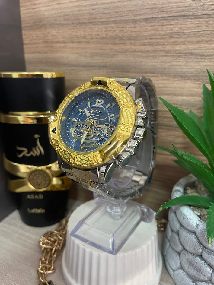 RELOJ INVICTA BICOLOR DETALLES AZUL