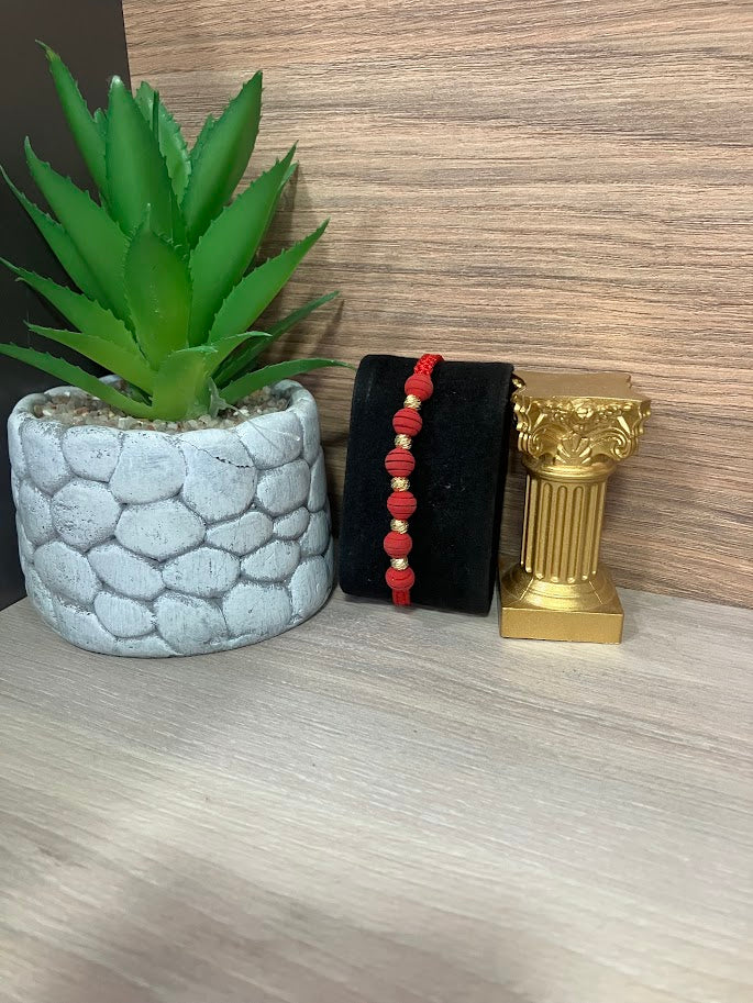 PULSO ORO LAMINADO Y NEOPRENO ROJO