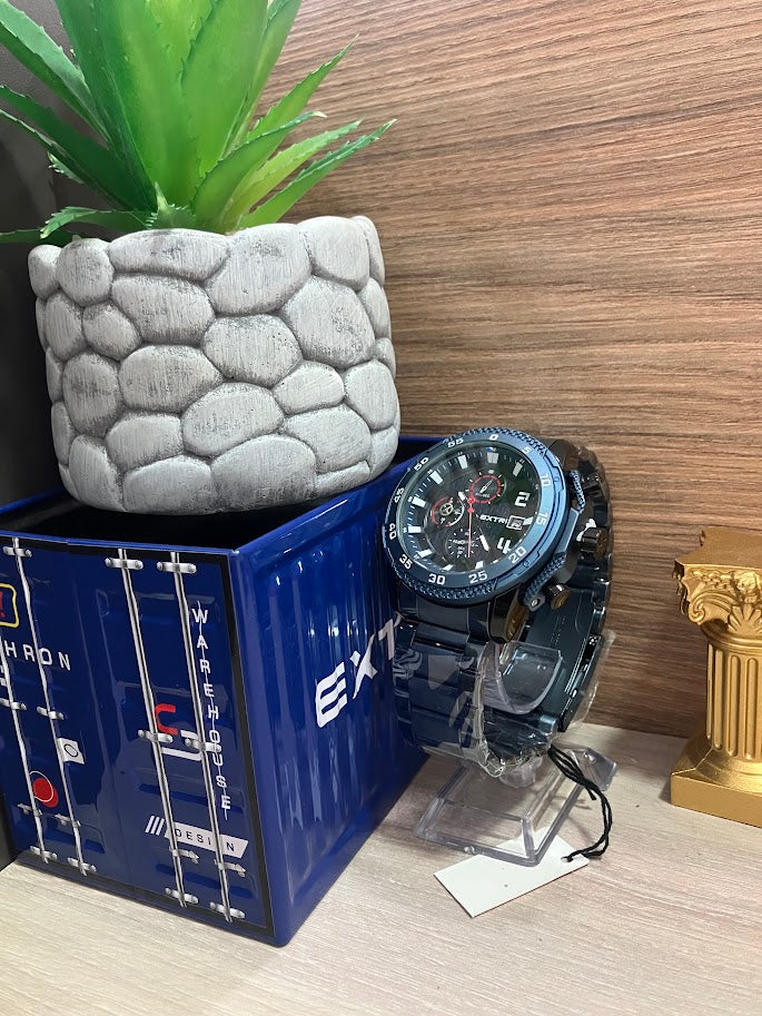 RELOJ EXTRI CABALLERO AZUL METALICO