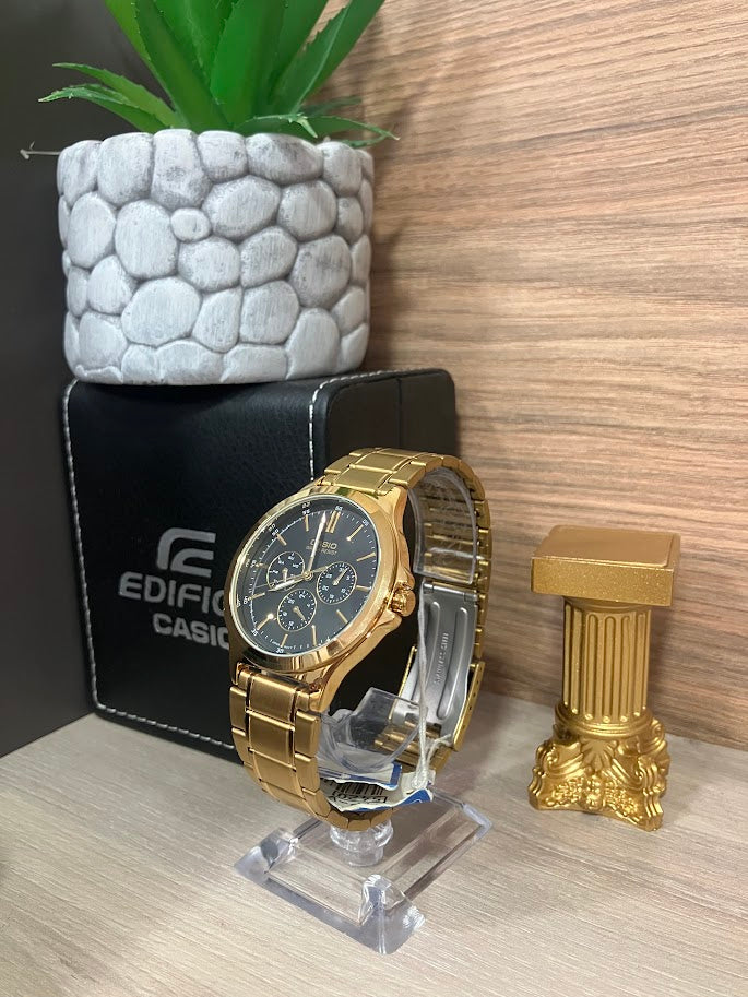 CASIO ORIGINAL METALICO DORADO ESFERA NEGRA