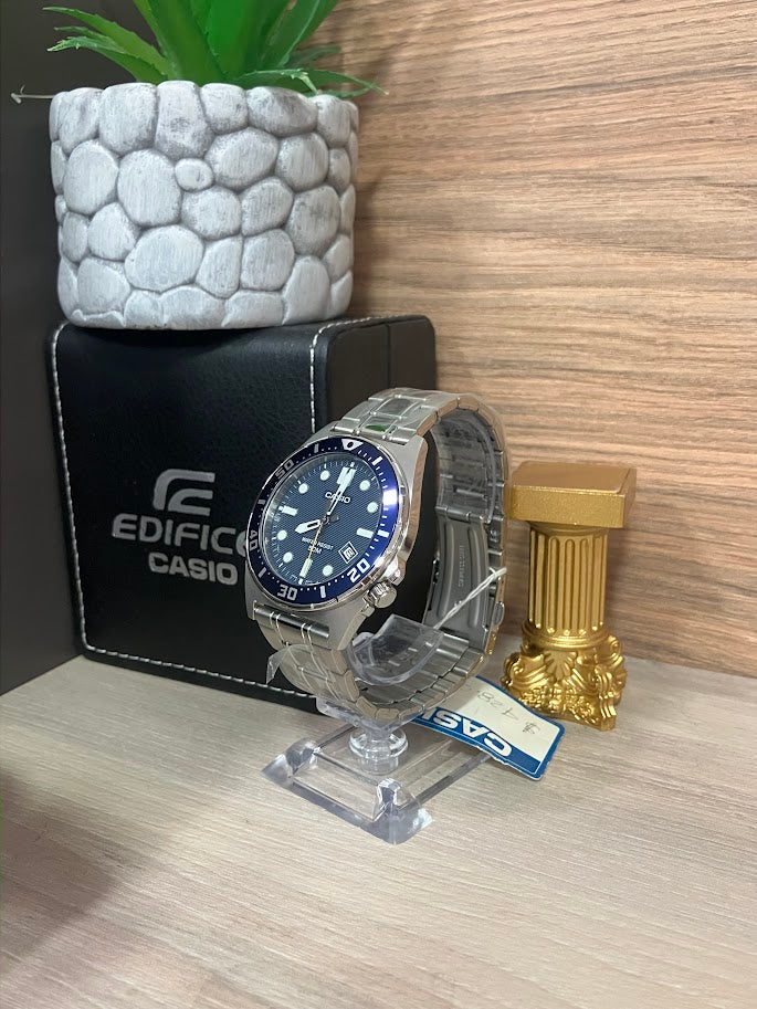 CASIO ORIGINAL PLATEADO ESFERA AZUL ARO AZUL