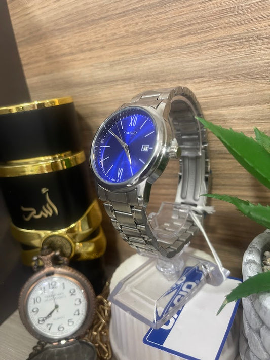 RELOJ CASIO CABALLERO PLATEADO TALCO AZUL