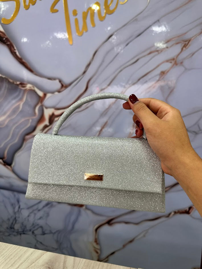 BOLSO CARTERA DAMA PLATEADO