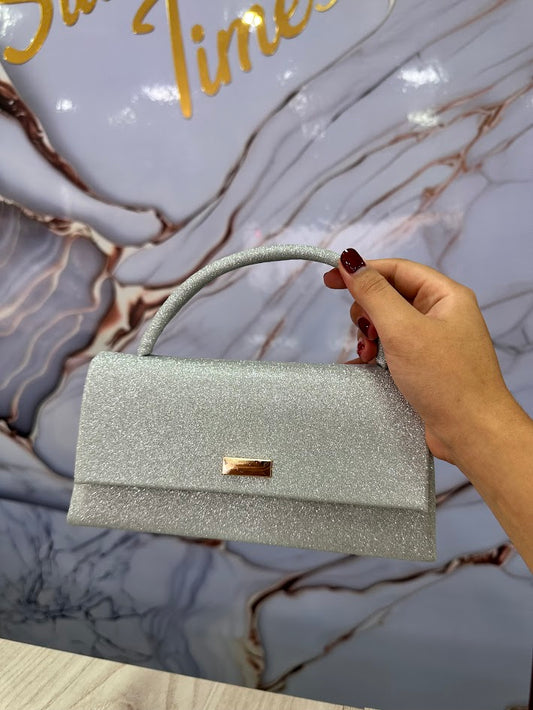 BOLSO CARTERA DAMA PLATEADO