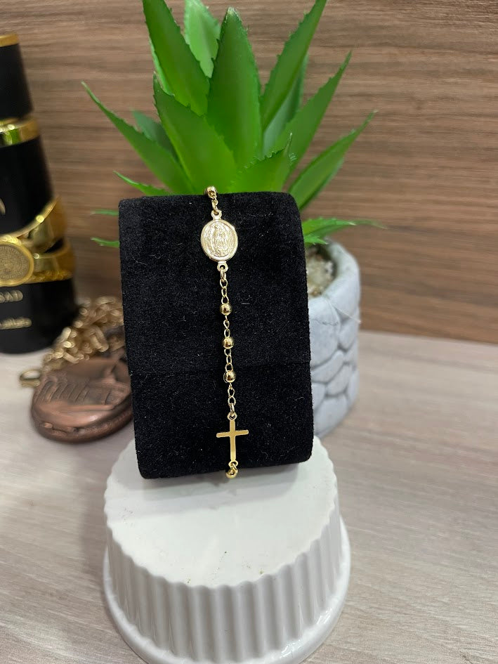 PULSERA DENARIO GUADALUPE 3.2MM 18CM ORO LAMINADO