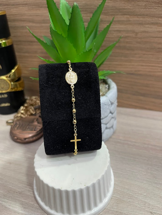 PULSERA DENARIO GUADALUPE 3.2MM 18CM ORO LAMINADO