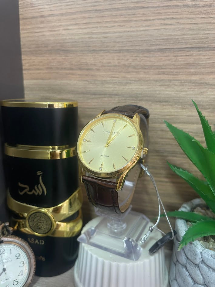 RELOJ LIMITED CABALLERO DORADOMANILLA EN CUERO