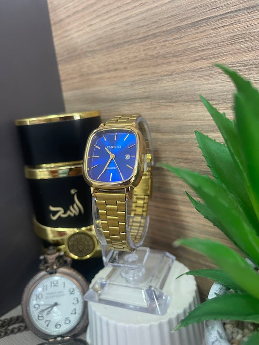 RELOJ CASIO DORADO TALCO AZUL REY
