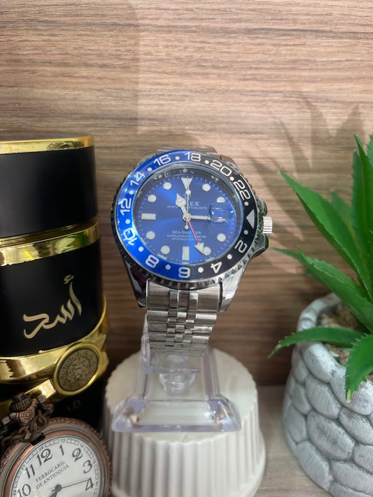 RELOJ ROLEX PLATEADO ESFERA AZUL