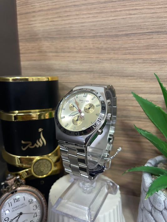 RELOJ SALCO CABALLERO TODO PLATEADO