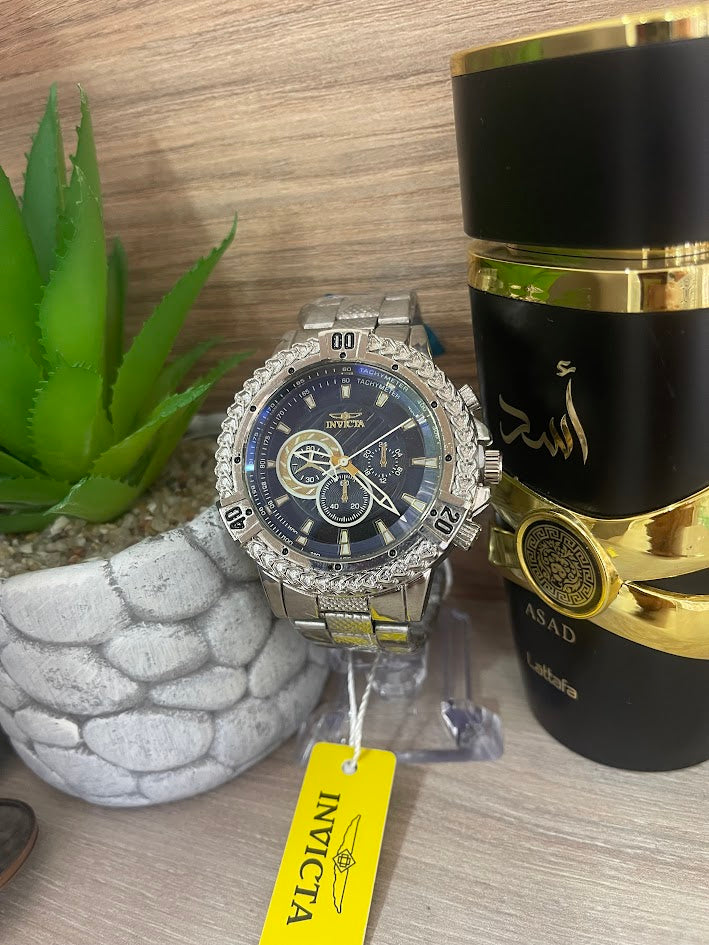 RELOJ INVICTA PLATEADO Y AZUL