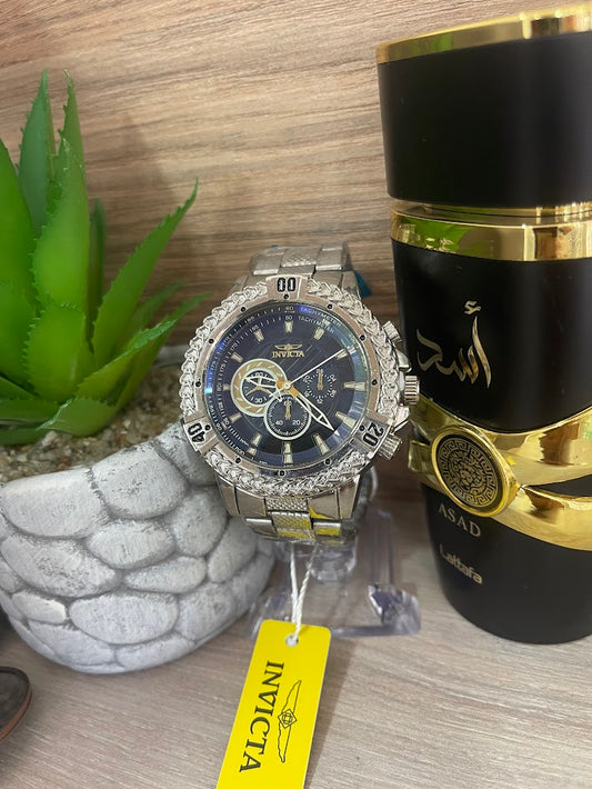 RELOJ INVICTA PLATEADO Y AZUL