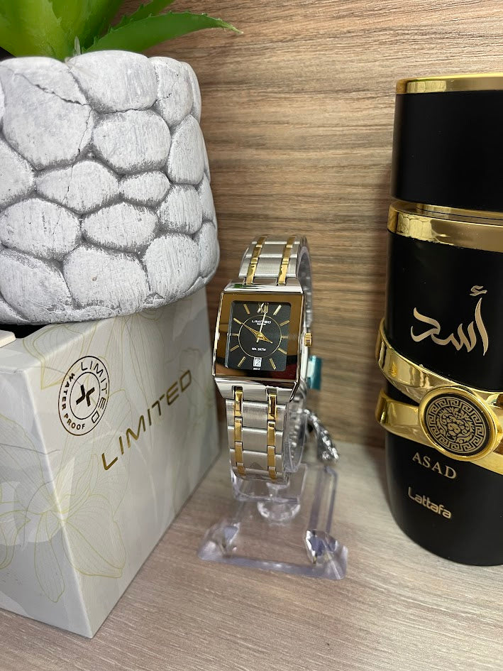 RELOJ LIMITED DAMA CUADRADO BICOLOR
