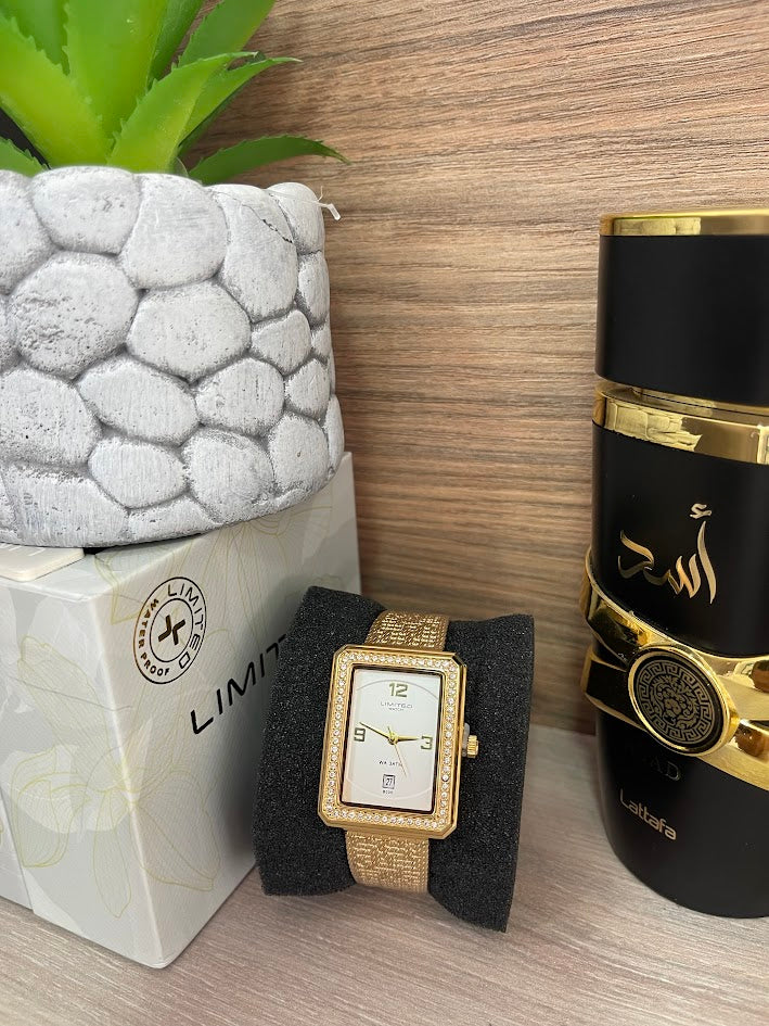 RELOJ LIMITED DAMA DORADO CUADRADO