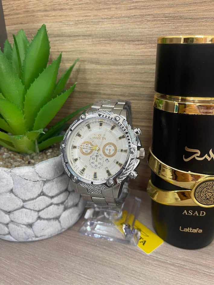 RELOJ INVICTA PLATEADO Y BLANCO INCLUYE CAJA