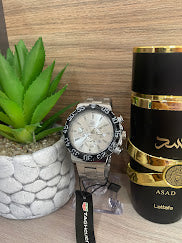 RELOJ CARRERA PLATEADO ARO NEGRO