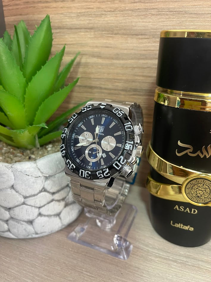 RELOJ CARRERA PLATEADO Y AZUL