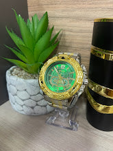 RELOJ INVICTA CABALLERO BICOLOR FONDO VERDE