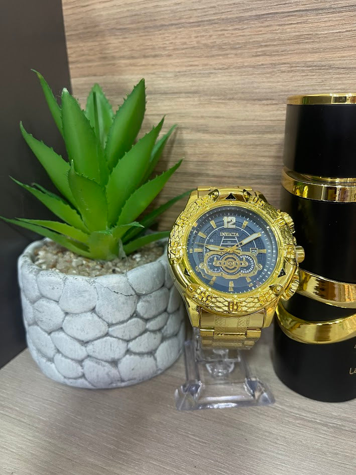 RELOJ INVICTA DORADO Y AZUL