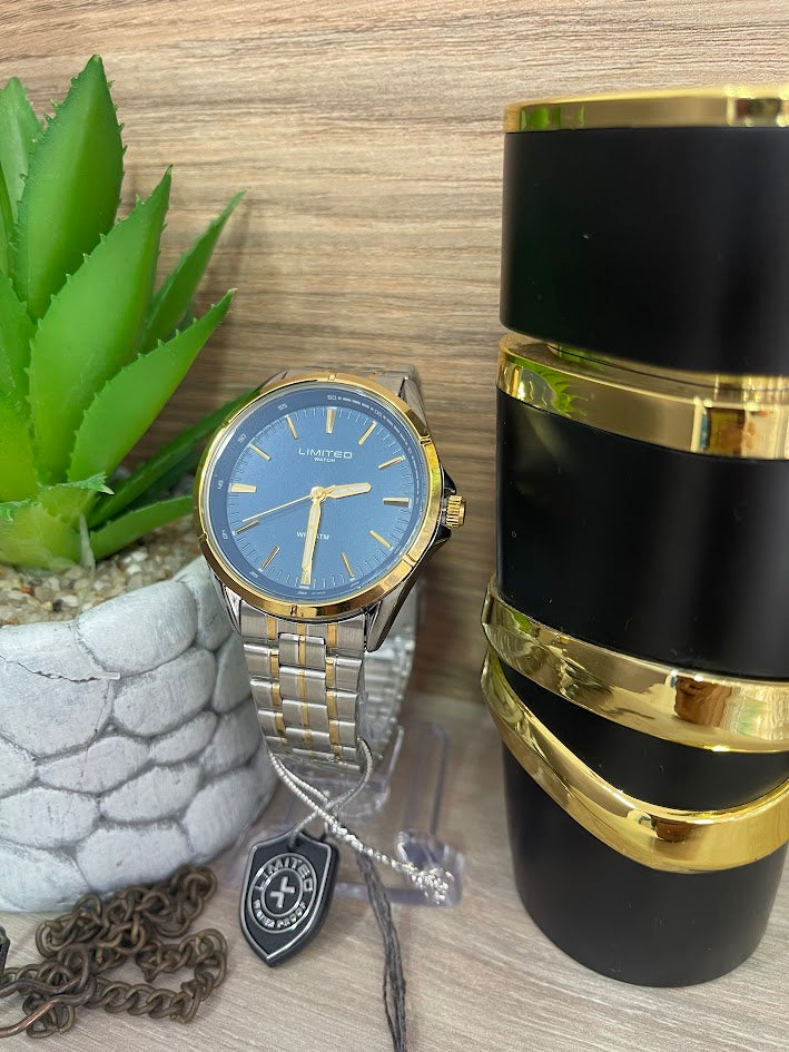 RELOJ LIMITED CABALLERO BICOLOR FONDO AZUL