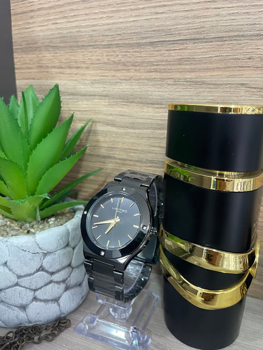 RELOJ LIMITED BLACK Y DORADO