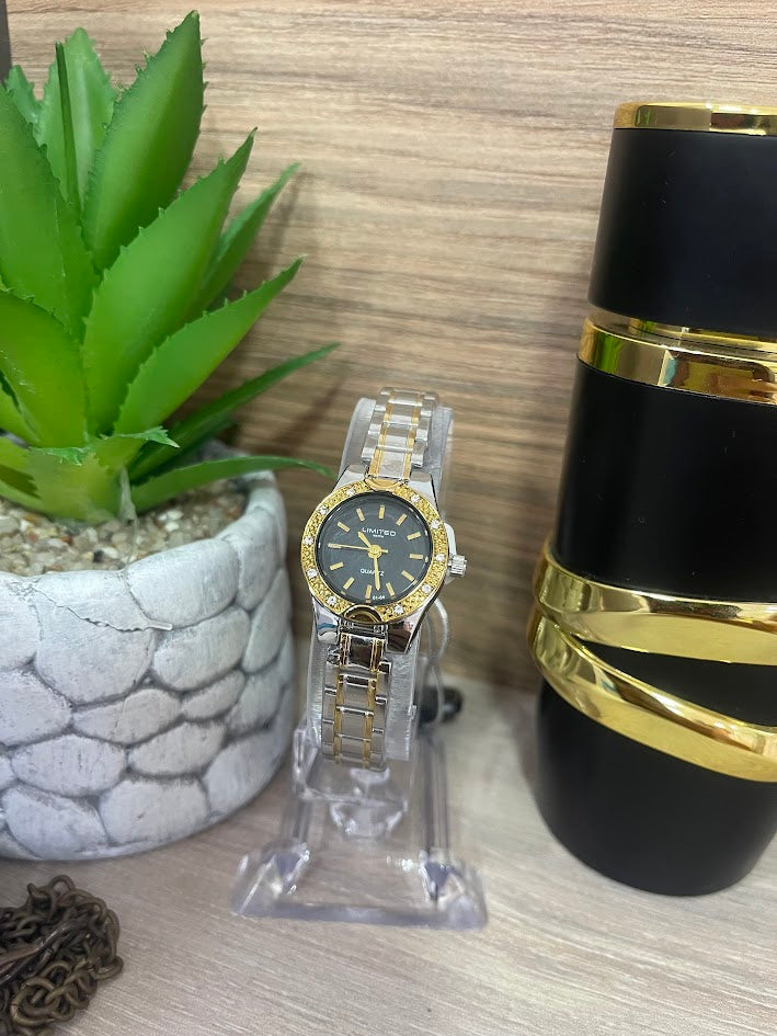 RELOJ LIMITED DAMA REDONDO TABLERO NEGRO