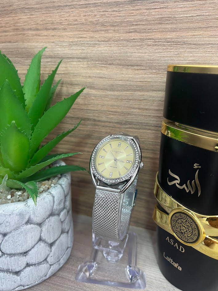 RELOJ LIMITED PLATEADO OVALADO