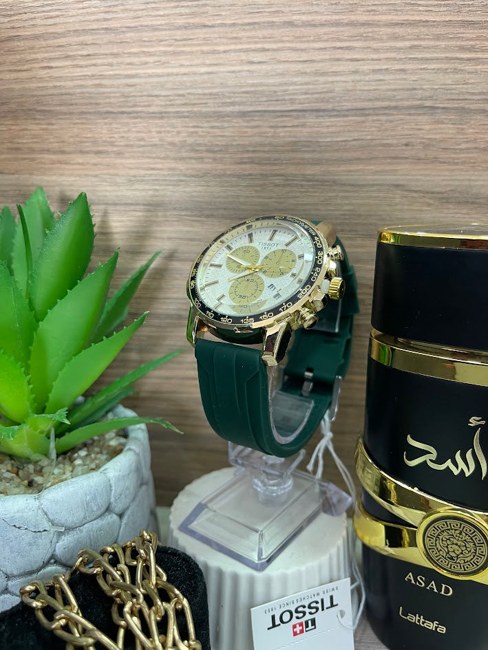 RELOJ TISSOT CAJA DORADA MANILLA VERDE