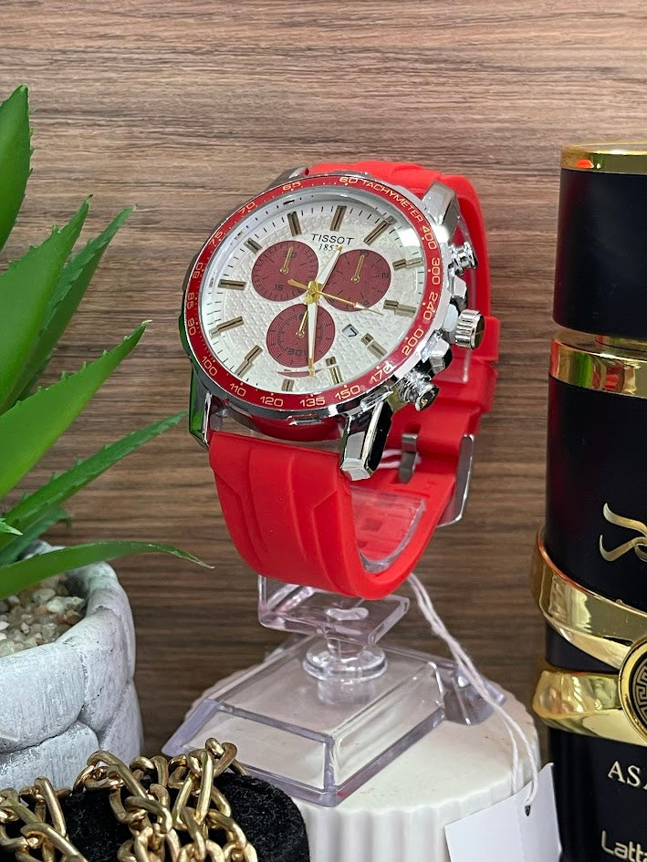 RELOJ TISSOT CAJA PLATEADA ROJO