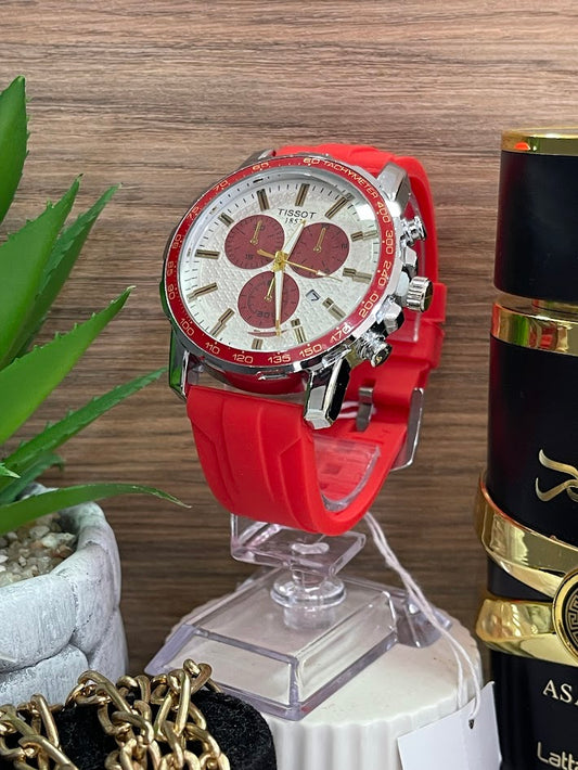 RELOJ TISSOT CAJA PLATEADA ROJO