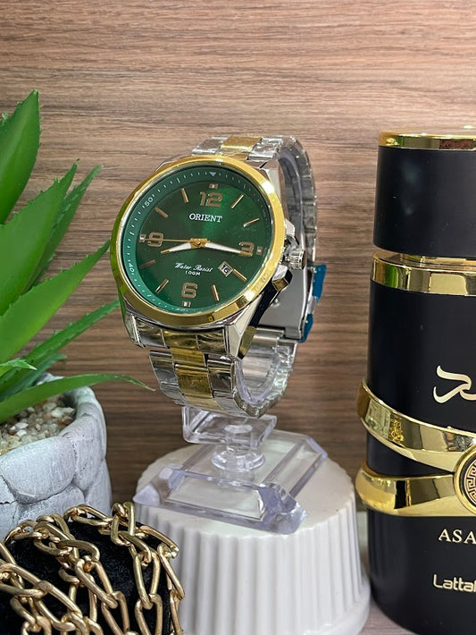 RELOJ ORIENT CABALLERO BICOLOR Y VERDE