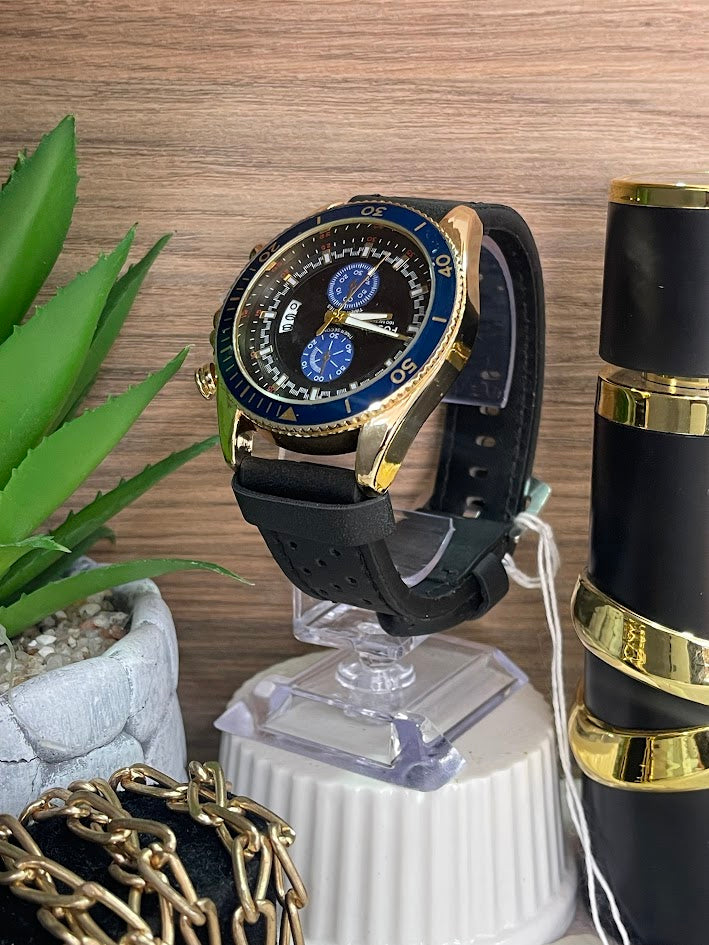 RELOJ FOSIL DORADO MANILLA NEGRA