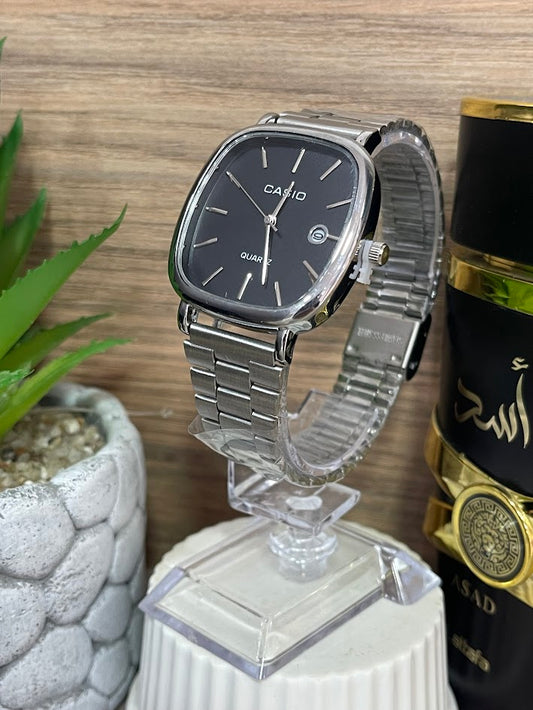RELOJ CASIO PLATEADO TABLERO NEGRO