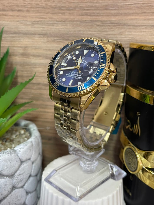 RELOJ ROLEX DORADO CARA AZUL