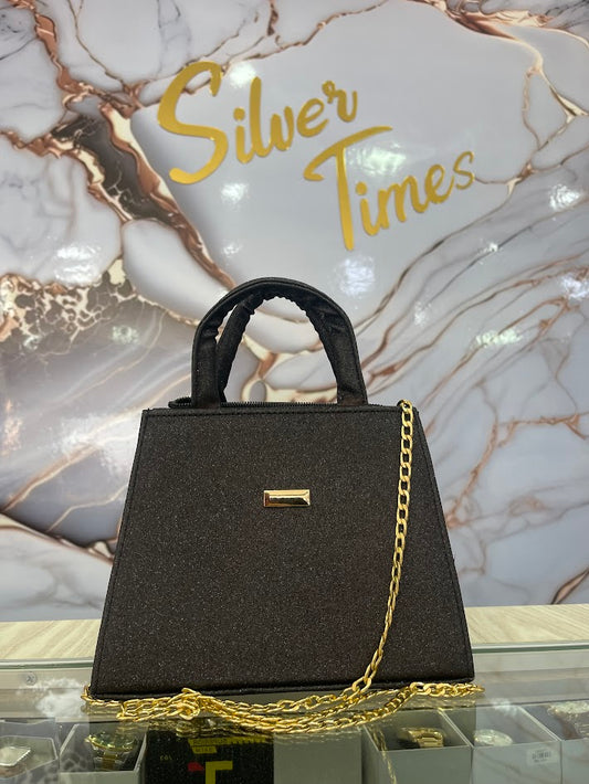 BOLSO NEGRO ESCARCHADO CADENA