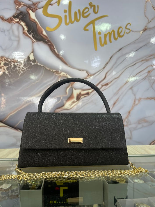 BOLSO DAMA TIPO CARTERA NEGRA ESCARCHADA