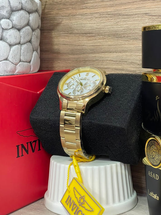 INVICTA ORIGINAL DAMA DORADO ESFERA BLANCA