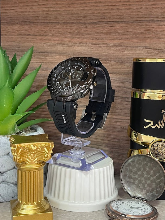 RELOJ TISSOT NEGRO MANILLA SILICONA NEGRA