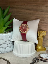RELOJ DAMA DORADO ESFERA ROJA MANILLA CUEROTEC ROJO