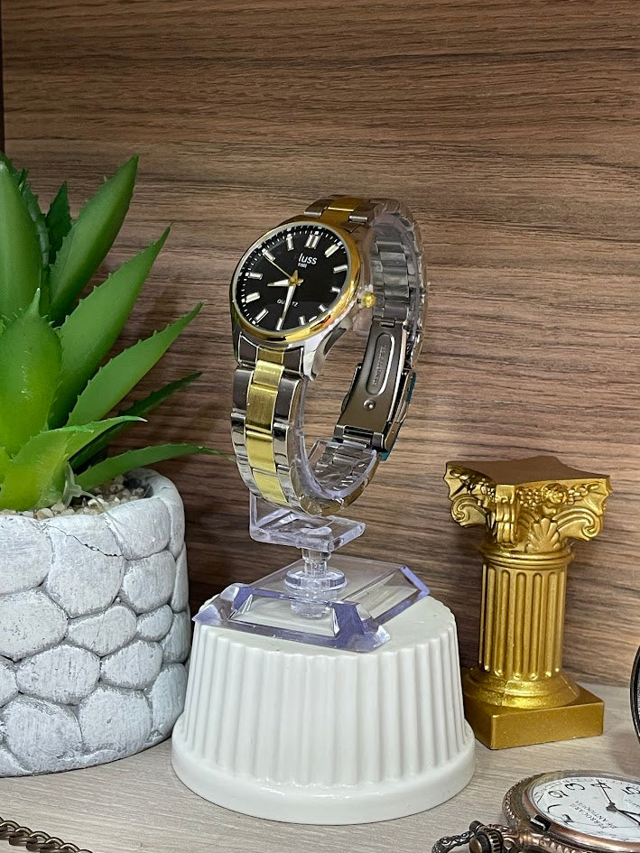 RELOJ PLUSS BICOLOR ESFERA NEGRA