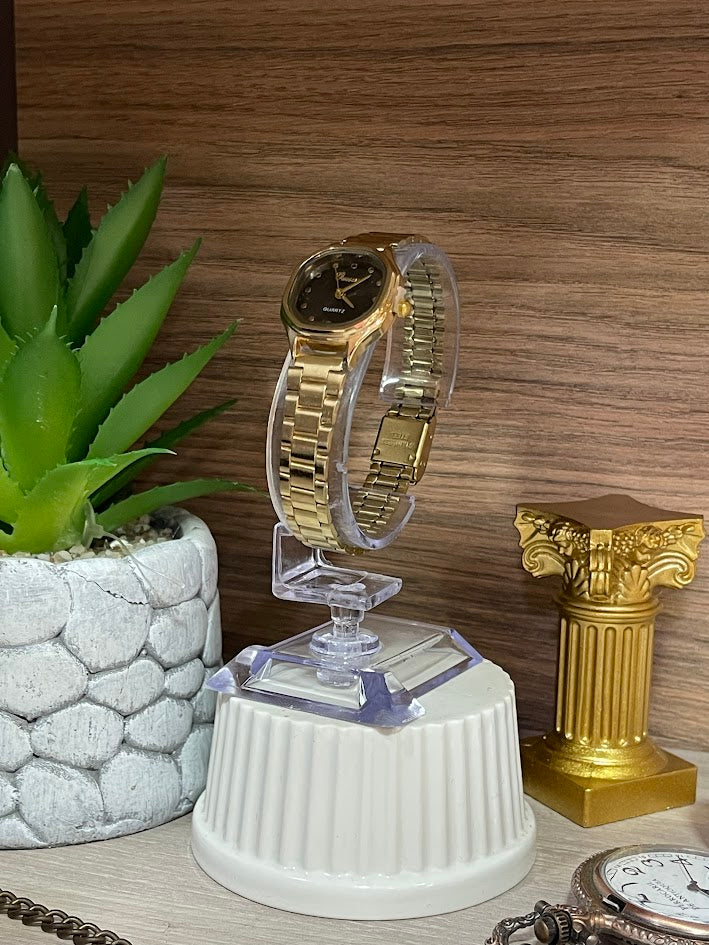 RELOJ OMSAM DORADO FONDO NEGRO