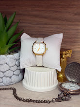 RELOJ DAMA CUADRADO DORADO ESFERA BLANCA MANILLA CUEROTEC BLANCA