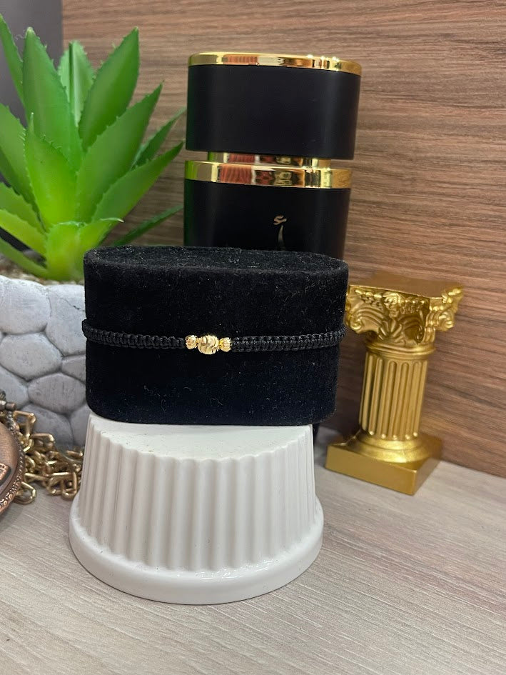 PULSERA TEJIDA NEGRA BALIN 6MM DIAM 4MM