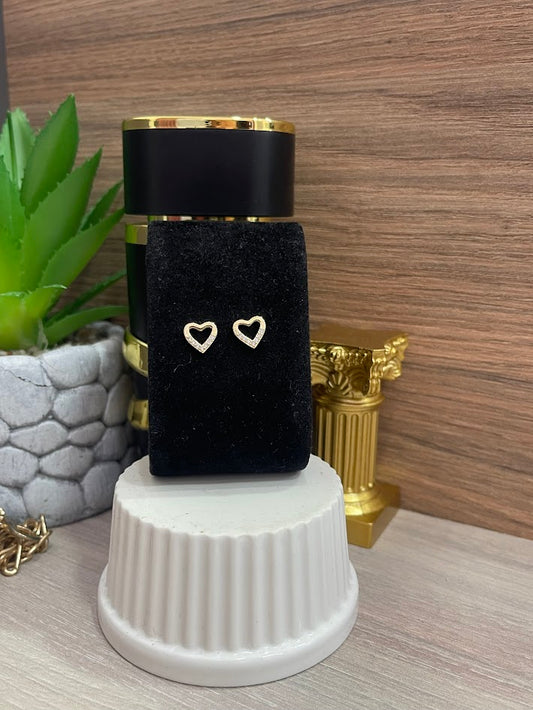 TOPO SILUETA CORAZON LISO PUNTA CIRCON 8MM ORO LAMINADO