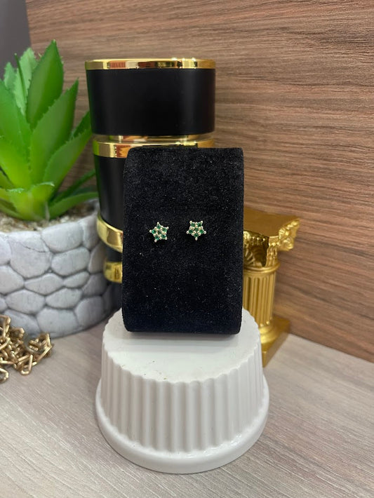 TOPO ESTRELLA MICROCIRCON 7MM VERDE ORO LAMINADO