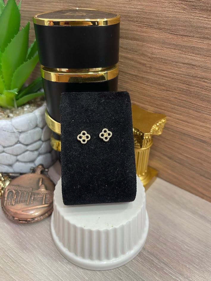 TOPO TREBOL DIAMANTADO 7MM ORO LAMINADO