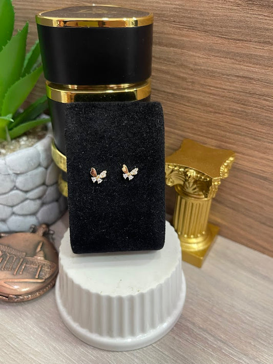 TOPO MARIPOSA CIRCON ALA LISA X1 7X6MM ORO LAMINADO
